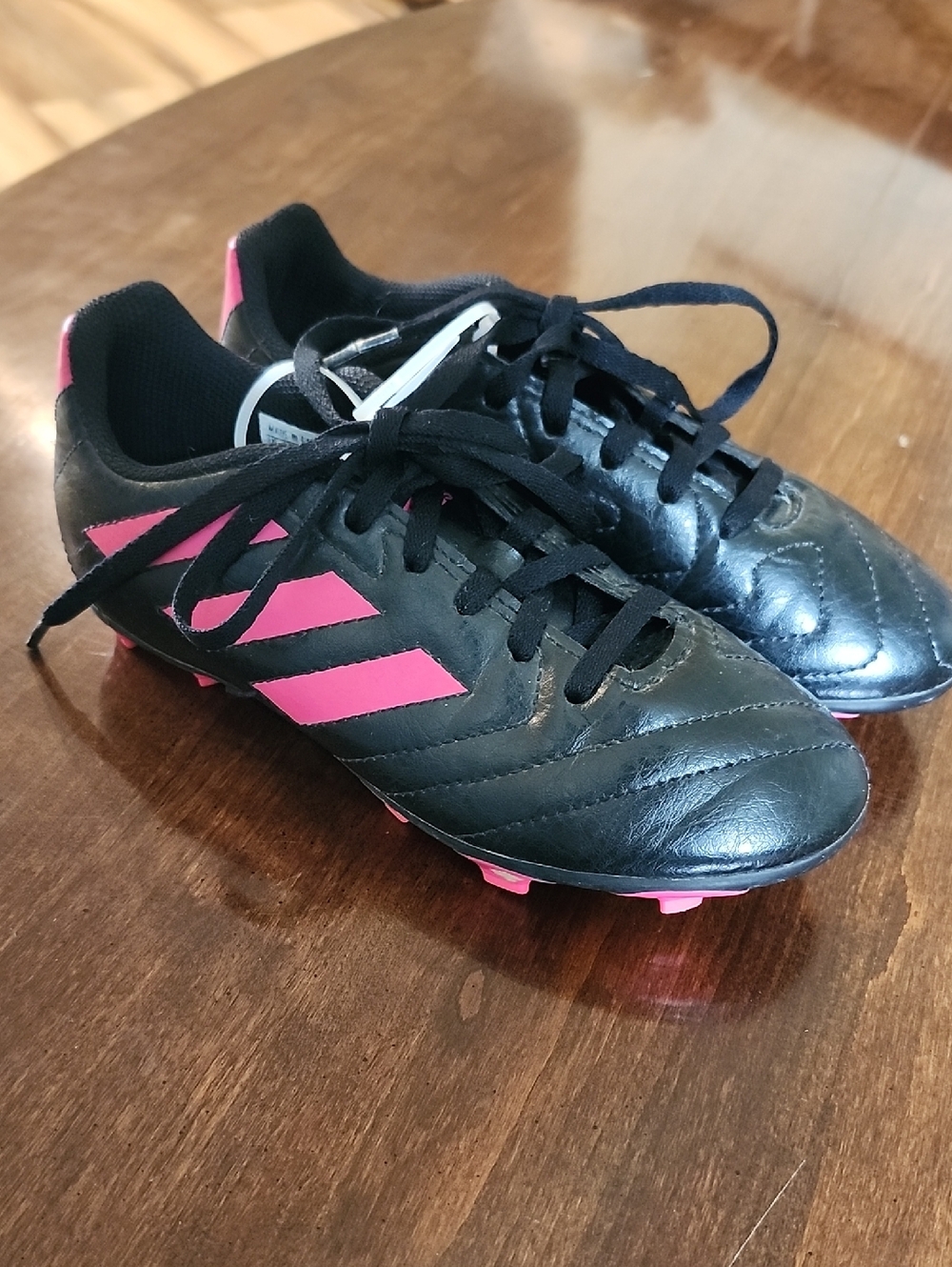 Adidas Kids Black and Pink Soccer Cleats